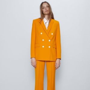 Zara Marigold/Orange Blazer w contrast button